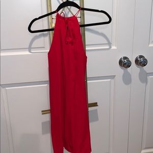 red halter neck dress
